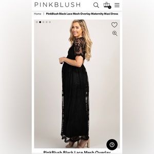 Pinkblush black lace mesh overlay maternity maxi dress